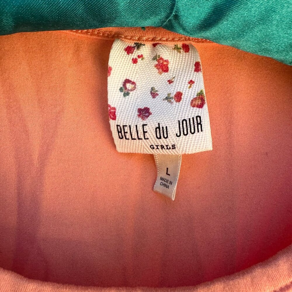 Belle Du Jour Girls Peach Tee Radiate Kindness Butterfly Design Sequin Accents S - Picture 2 of 13